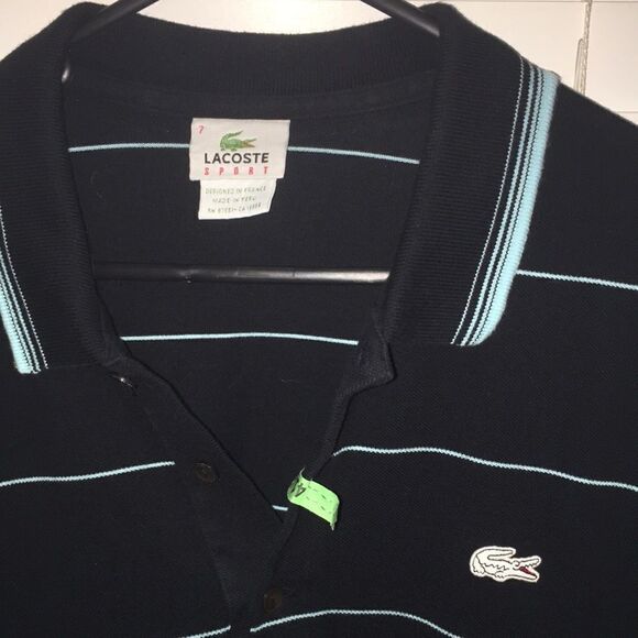 Blue stripe Lacoste Sport Authentic Devanlay Golf Polo Tennis Novak wears Shirt - Picture 2 of 5